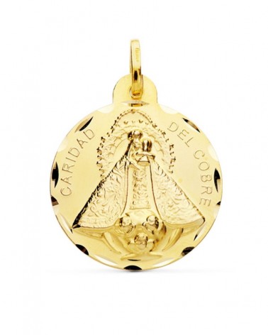 Medalla oro 18k Virgen Caridad del Cobre tallada 28mm