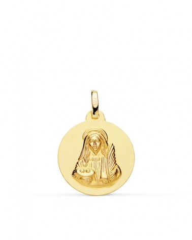 Medalla oro 18k Santa Lucía matizada 18mm