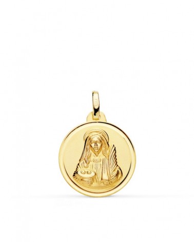 Medalla Santa Lucía oro 18k amarillo 18mm