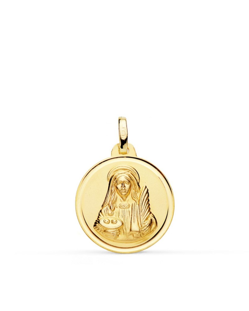 Medalla Santa Lucía oro 18k amarillo 18mm