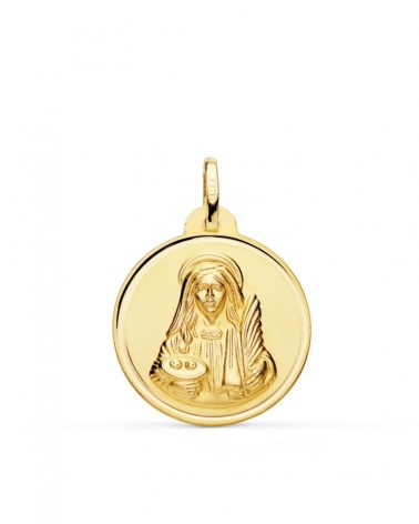 Medalla oro 18k Santa Lucía bisel 22mm