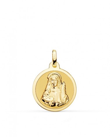 Medalla oro 18k Santa Lucía 18mm