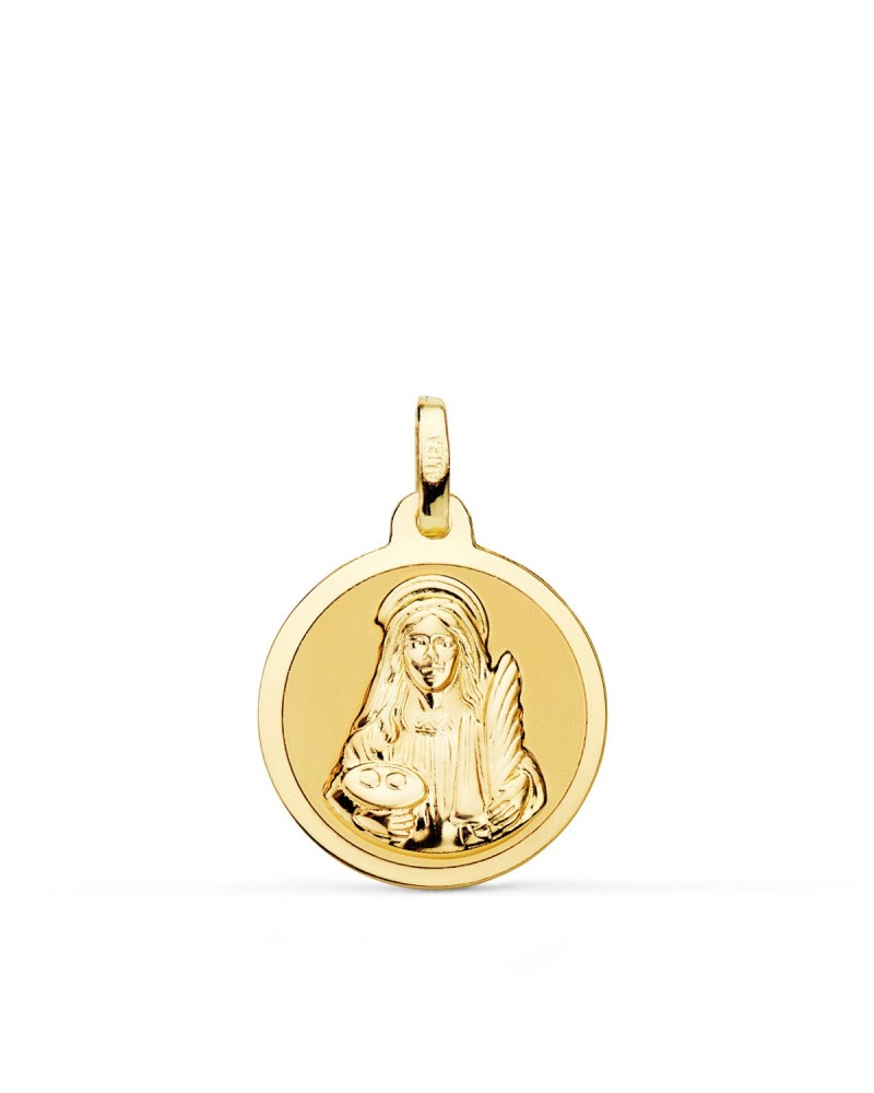 Medalla oro 18k Santa Lucía 18mm
