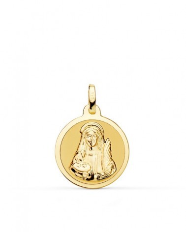 Medalla oro 18k Santa Lucía 18mm