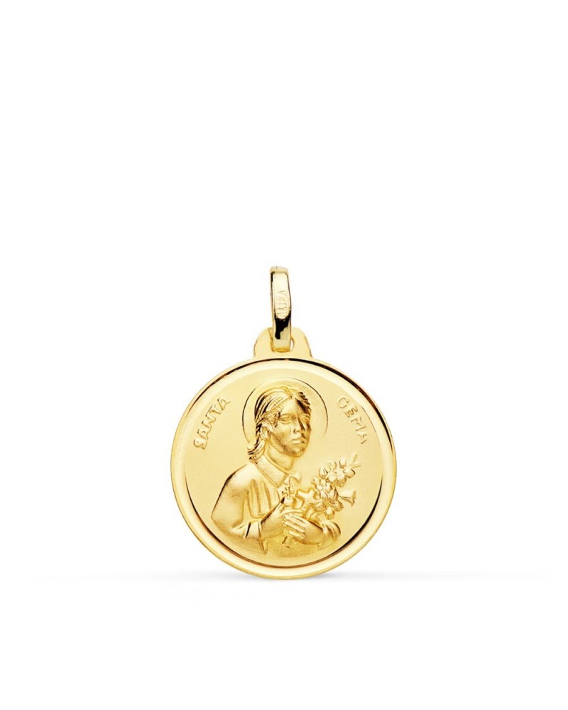 Medalla oro 18k Santa Gema 18 mm