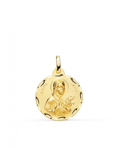 Medalla Santa Gema oro 18k tallada 18mm