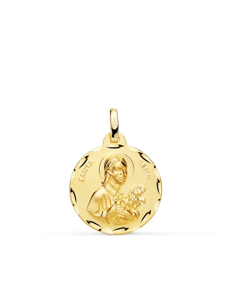 Medalla Santa Gema oro 18k tallada 18mm
