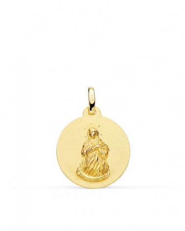 Medalla oro 18k Virgen Inmaculada matizada 18mm