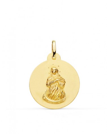 Medalla oro 18k Virgen Inmaculada matizada 22mm