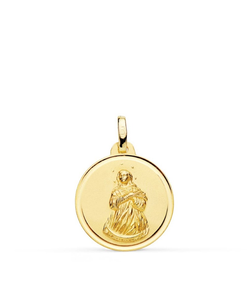 Medalla oro 18k Virgen Inmaculada 18mm bisel