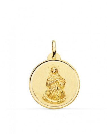 Medalla oro 18k Virgen Inmaculada bisel 22mm