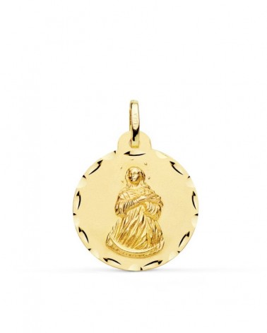 Medalla oro 18k Virgen Inmaculada tallada 22mm