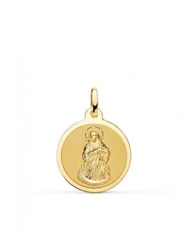 Medalla oro 18k Virgen Inmaculada mate y brillo 18mm