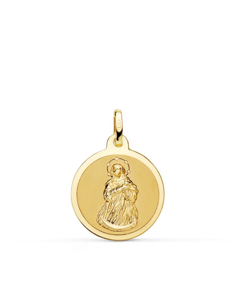 Medalla oro 18k Virgen Inmaculada mate y brillo 18mm
