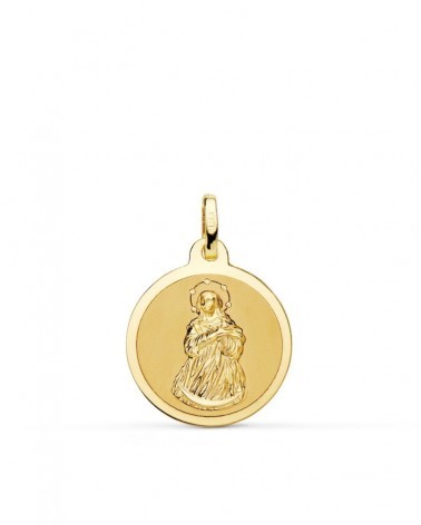 Medalla oro 18k Virgen Inmaculada mate y brillo 18mm