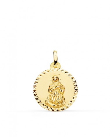 Medalla oro 18k Virgen Inmaculada talla cruzada 18mm