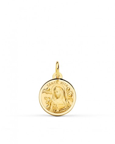 Medalla oro 18k Santa Rita 14mm