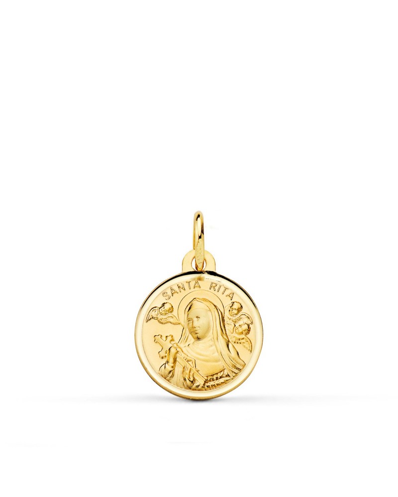 Medalla oro 18k Santa Rita 14mm