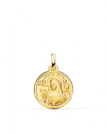 Medalla oro 18k Santa Rita amarillo 16mm
