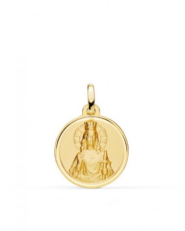 Medalla oro 18k Santa Bárbara matizada 18mm