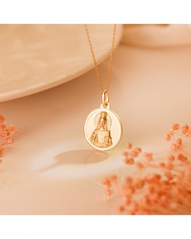 Medalla oro 18k Santa Bárbara matizada 18mm