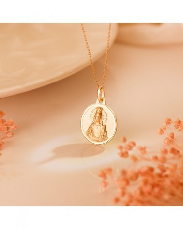 Medalla oro 18k Santa Bárbara matizada 18mm