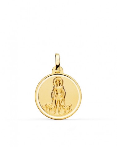 Medalla oro 18k San Lázaro bisel matizada 18mm