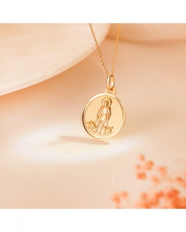 Medalla oro 18k San Lázaro bisel matizada 18mm