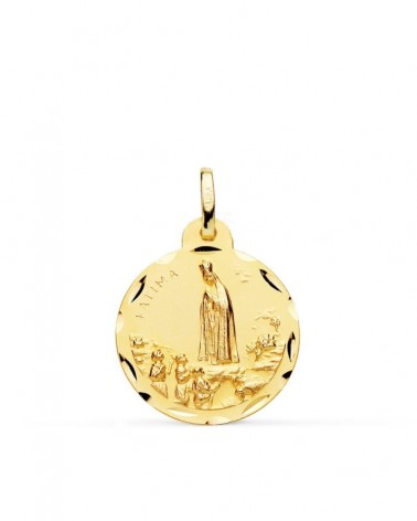 Medalla oro 18k Virgen de Fátima tallada 22mm