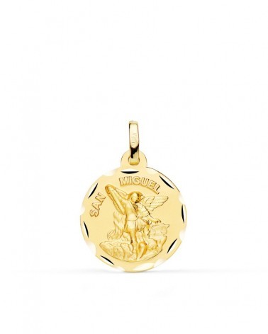 Medalla oro 18k San Miguel tallado 18 mm