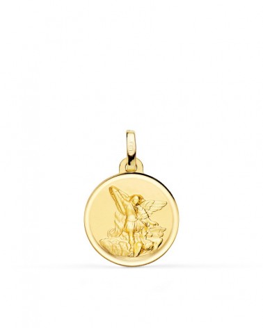 Medalla oro 18k San Miguel Arcángel bisel 16mm