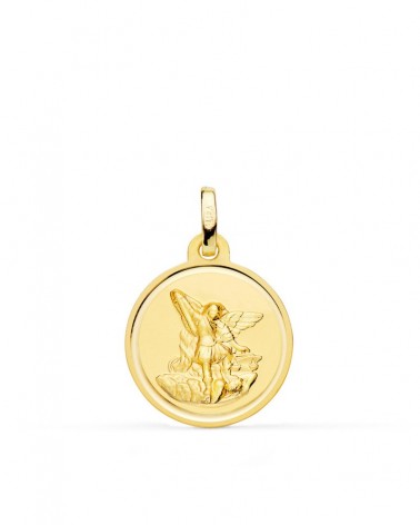 Medalla oro 18k San Miguel Arcángel bisel 18mm