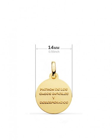 Medalla oro 18k San Judas Tadeo tallado 14mm