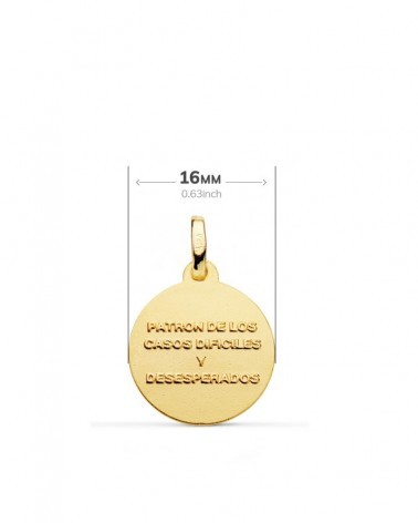 Medalla oro 18k San Judas Tadeo bisel 16 mm