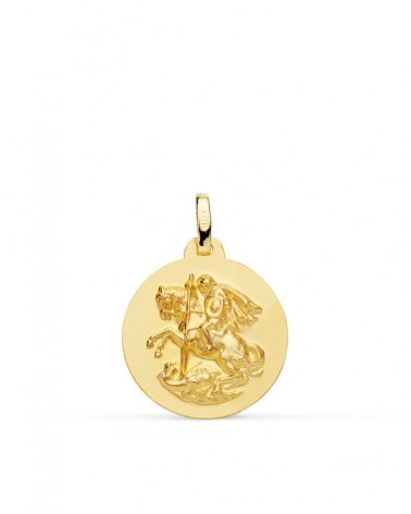 Medalla oro 18k San Jorge matizada 18 mm