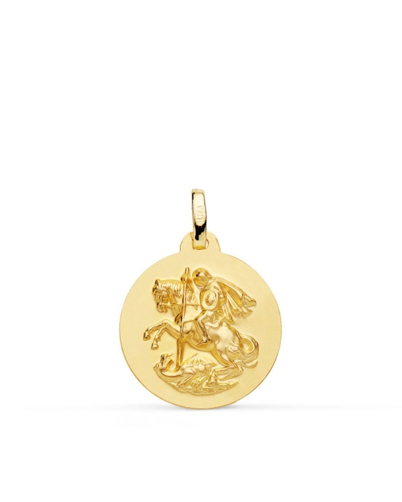 Medalla oro 18k San Jorge matizada 18 mm