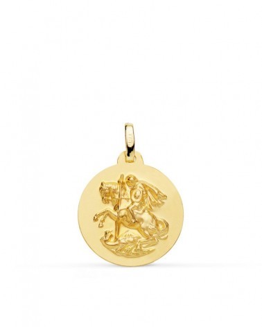Medalla oro 18k San Jorge matizada 18 mm