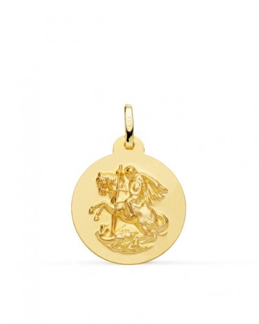 Medalla oro 18k San Jorge matizada 20mm