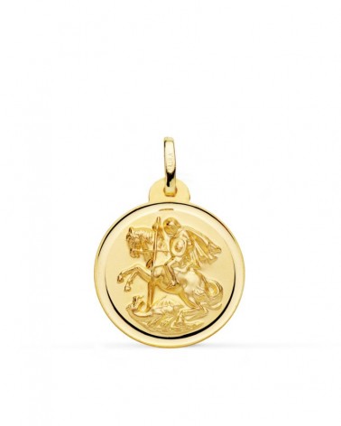 Medalla oro 18k San Jorge bisel 22mm