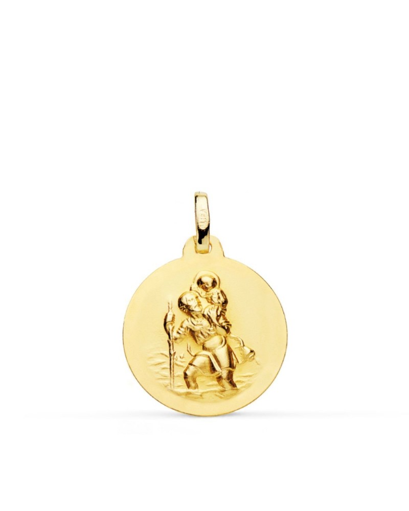 Medalla oro 18k San Cristóbal lisa 18mm