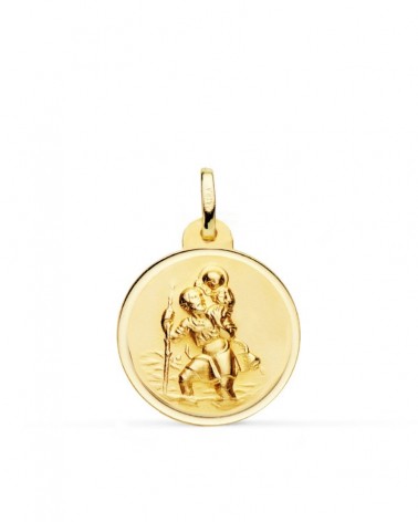 Medalla oro 18k San Cristóbal bisel 20mm