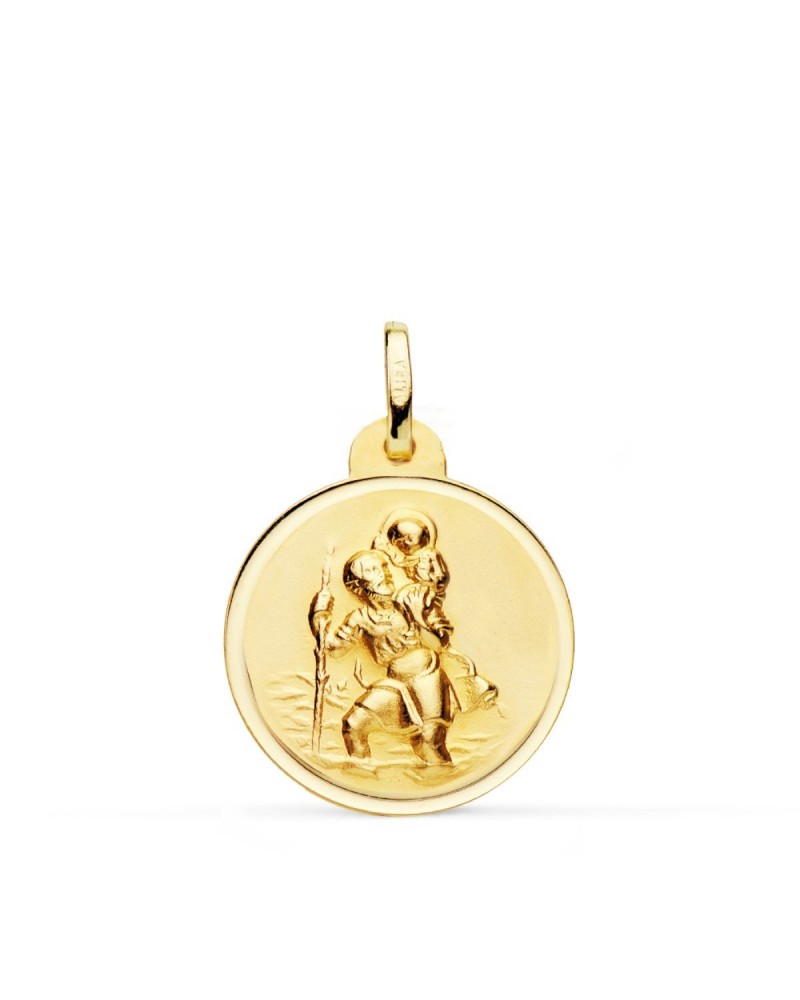 Medalla oro 18k San Cristóbal bisel 20mm