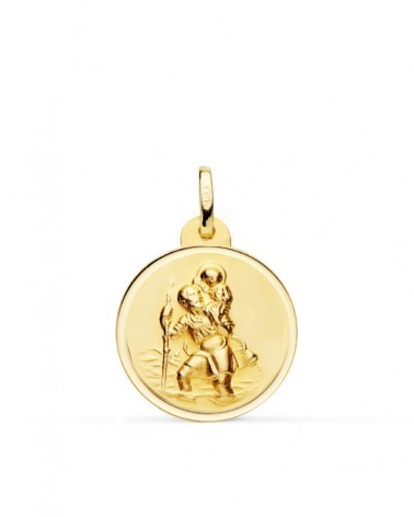 Medalla oro 18k San Cristóbal bisel 20mm