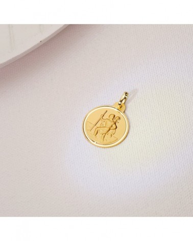 Medalla oro 18k San Cristóbal bisel 20mm
