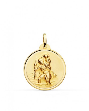 Medalla oro 18k San Cristóbal bisel 22mm
