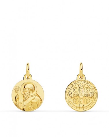 Escapulario oro 18k San Benito 12mm