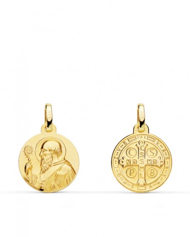 Escapulario San Benito oro 18k amarillo 14mm