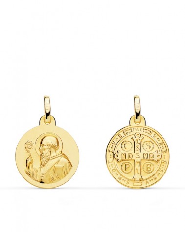 Escapulario San Benito oro 18k amarillo 16mm
