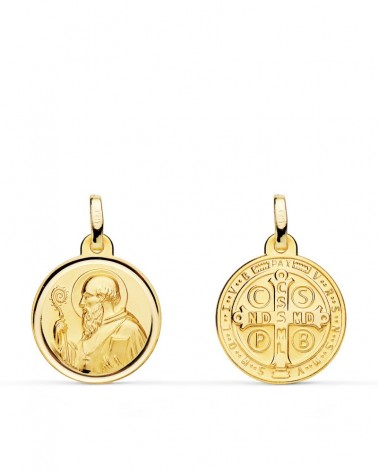 Escapulario San Benito oro 18k amarillo 16mm