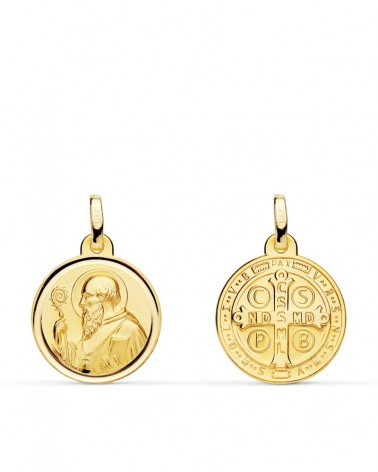 Escapulario San Benito oro 18k amarillo 16mm